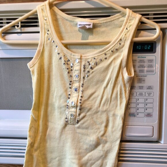 Girls Limited Too Sleeveless Ribbed Tank Top  Sequins Yellow 10 - Picture 1 of 5